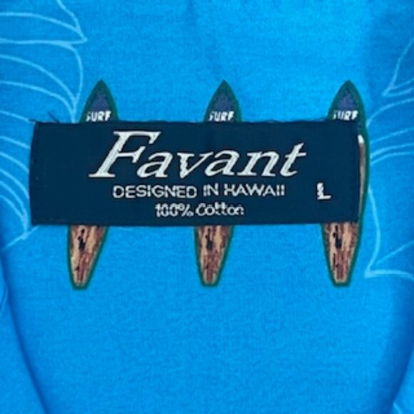 NEW Favant Aloha Shirt Men’s Size Large Hawaiian Blue Short Sleeve Button Up - Picture 7 of 14